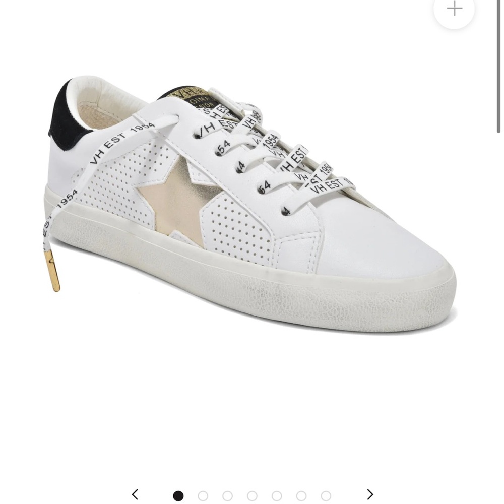 Vintage Havana White Sneakers with Beige Star and Black Heel